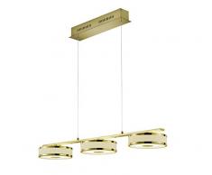 Trio Leuchten Agento 378010308 LED Pendelleuchte, Metall, Stoffschirm, 3 x 7.5 Watt, Messing Matt/Weiß
