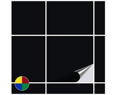 FoLIESEN Fliesenaufkleber für Bad und Küche - 10x10 cm - schwarz glänzend - 400 Fliesensticker für Wandfliesen