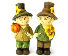 Flair Flower Herbst Figur Deko-Männchen, 2er Set, Keramik, Grün, 24 x 10 x 9 cm, 2-Einheiten