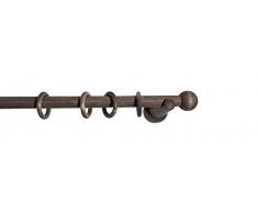 indeko PIOMBINO, stabile vintage Gardinenstange Ø 25 mm aus Holz auf Maß, 1-Lauf, schiefer, Komplettset mit Zubehör