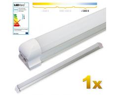 LEDVero 1x SMD LED Röhre 90 cm inklusive Fassung in kaltweiss - Leuchtstoffröhre T8 G13 Tube milchige Abdeckung - Lichtleiste mit 14 W, 1400lm- montagefertig