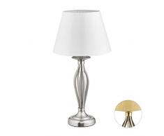 Relaxdays, silber Schirmlampe, dekorative Tischlampe mit Schalter, antikes Design, E27-Fassung, Dekolampe, HD 53 x 27 cm, Stahl, Stoff, 53 x 27 x 27 cm