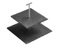 Premier Housewares Tortenständer, Schiefer, Chrom-beschichted-Griff, 2-Tier, quadratisch