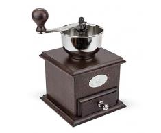 Peugeot Kaffeemühle Brésil inkl. Mahlgradeinstellungs-Funktion, manuelle Espressomühle im schicken Retro-Design, Kaffee Mühle mit 25 Jahren Funktionsgarantie, schokofarben, Holz, 21 cm
