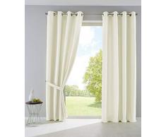 2er Set Vorhänge Blickdicht Gardinen Matt Lichtdurchlässig »Palermo« mit Ösen und Raffhalter Dekoschal HxB 145x140 cm Creme, 10000265-2