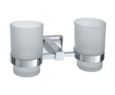 Wenko 17971100 Zahnputzbecher und -halter Duo San Remo Power-Loc - Befestigen ohne Bohren, Glas, Chrom rostfrei, 20 x 9.5 x 8 cm