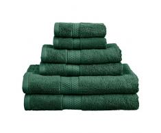 Superior - 6-teilige Kollektion, weiches/saugfähiges Handtuchset, Kunstseide aus Bambus und Baumwolle, jägergrün