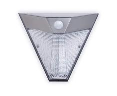 Smartwares Solar-Wandleuchte mit PIR-Sensor Außenlampe Pyramide Silber 5000.703