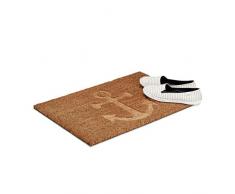 Relaxdays Fußmatte Anker Kokos, HxBxT: 1,5 x 60 x 40 cm, rutschfest, rechteckig, für Haustür, Kokosfasern, Gummi, natur