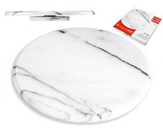 Home Schneidebrett drehbar rund, 30 cm, Marmor, weiß
