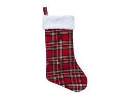 christmasshop 18 Tartan Weihnachtsstrumpf mit Pelzbesatz - Weihnachtsstrümpfe - Strumpffüllstoffe