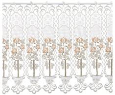 Plauener Spitze by Modespitze, Store Bistro Gardine Scheibengardine mit Stangendurchzug, hochwertige Stickerei, Höhe 50 cm, Breite 176 cm, Creme/Beige/Lachs
