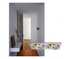 SLV LED Deckeneinbaustrahler NEW TRIA 300 I eckig, double, QPAR 111, GU10, CS, Clipfeder, matt aluminium, Einbauleuchte, Deckenstrahler, dreh- und schwenkbare Deckeneinbauleuchte, Indoor