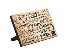 Paul Wirths Messerblock magnetisch, 22.2 x 13.5 x 31.5 cm, mit Schrägfuß-Halterung, Doodle-Design, schwarz beschriftet, Messermagnet, Messerhalter, Gummibaum-Holz, Edelstahl, Silber/Braun