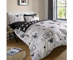 Dreamscene Bettwäsche Set Bettbezug mit Kissenhülle Mops Walkies – Single