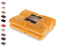 DecoKing 66232 Kuscheldecke 170x210 cm orange Decke Microfaser Wohndecke Tagesdecke Fleece weich sanft kuschelig skandinavischer Stil Henry