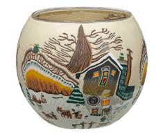 Himmlische Düfte Geschenkartikel GmbH Farm in Wintertime Windlicht, Glas, bunt, 11x11x9 cm
