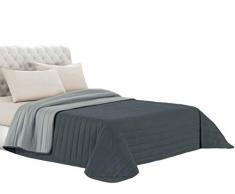 Elegant Sommer Steppdecke hell dunkel grau, 100% Mikrofaser, 260x270cm