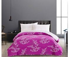 DecoKing 86865 Tagesdecke 170 x 210 cm violett lila Creme Ecru Bettüberwurf zweiseitig pflegeleicht Blumen Blumenmuster Blumenmotiv Violet Lilac Cream Ivory Hypnosis Collection Calluna