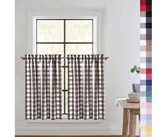 CAROMIO Gardinen mit Karomuster, Karomuster, Küchen-Ebene, Volant, Vorhänge, zum Raffen, Schatten, Fenster, Küche, Café, Badezimmer, Fenster, Mehrfarbig Country Rustic Tiers|36 L braun