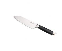 Le Creuset Santoku Messer, 13 cm 18/8 Edelstahlklinge mit glattem Schliff, Kunststoffgriff, Rostfrei, Schwarz/Silber