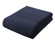 fleuresse Frottier 2828 großes Badetuch, mit Streifenbordüre und Kordelaufhänger, Ökotex Standard 100, Gewicht 550 gr. pro m², 90 x 200 cm, dunkelblau