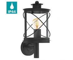 EGLO Außen-Wandlampe Hilburn, 1 flammige Außenleuchte, Wandleuchte aus verzinktem Stahl und Kunststoff, Farbe: Schwarz, Fassung: E27, IP44