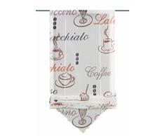 Home Fashion 57132-802 Bändchenrollo Cafe, bedruckter Voile, 140 x 60 cm, crème