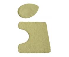 Kinzler J-10052/424 Mikrofaser Bademattenset 2-teilig = WC-Deckelbezug 47x50 cm + Vorleger mit Ausschnitt 50x55 cm, kiwi