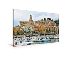 Calvendo Premium Textil-Leinwand 90 cm x 60 cm quer, Menton an der Côte d´Azur | Wandbild, Bild auf Keilrahmen, Fertigbild auf echter Leinwand, Leinwanddruck: - Route des Grandes Alpes Orte Orte