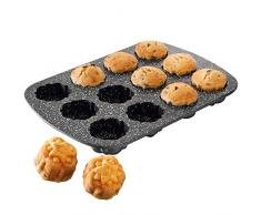 STONELINE Muffin Backform 33 x 23,5 cm, für 12 Muffins, mit Blumenmuster, antihaft