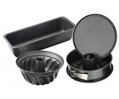 Dr. Oetker 4er Backformen-Set BACK-HARMONIE, Springform (Flach- und Rohrbodeneinsatz), Kastenform und Gugelhupfform, Kuchenformen mit Antihaftbeschichtung, (Farbe: Grau) Menge: 1 x 4er-Set