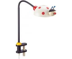 Niermann Standby 226 Klemmleuchte Leuchtkäfer, Flexrohr ca. 50 cm, Klemme aus Holz, Schirm aus bruchsicheren Polycarbonat,1 G4 - 20Watt, inklusive Leuchtmittel, 12 Volt Steckertrafo, ca 150 cm Zuleitung mit Zwischenschalter, Made in Germany