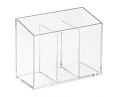 iDesign Badezimmer Organizer mit 3 Fächern, kleiner Badezimmer Becher aus Kunststoff, Badaccessoire zur Zahnpflege- oder Kosmetikaufbewahrung, durchsichtig