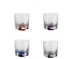 Bohemia Cristal 093 006 149 4er-Set Becher Bahama 280 ml aus Kristallglas mit farbig dekoriertem Boden