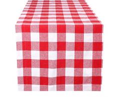 Light & Pro Karo Servietten und Tischläufer 16x72-Check 1 Pack rot/weiß