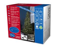 Konstsmide 3656-100 Micro LED Kompakt System Basis-Set: Transformator, Lichterkette u. Verteilerstecker für bis zu 4 Ketten / für Außen (IP44) / 24V Außentrafo / 100 warm weiße Dioden / schwarzes Softkabel