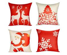 Lirex Leinen Weihnachten Überwurf Kissenbezug 45,7 x 45,7 cm Leinen Dekorative Weiche quadratische Kissenbezug Couch Kissenbezug Merry Christmas Urlaub Season Style rot