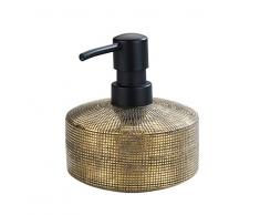 WENKO Seifenspender Rivara, nachfüllbarer Seifendosierer für Flüssigseife und Lotion aus hochwertiger Keramik, handbemalt, Ø 10,5 x 12 cm, Füllmenge 400 ml, Gold