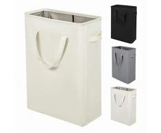 Zero Jet Lang Wäschekorb mit Griffen, schmal, faltbar, 45 l beige