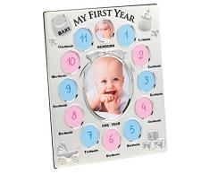 walther design FY100S First Year Babyrahmen für 13 Fotos Bilderrahmen, Metall, silber