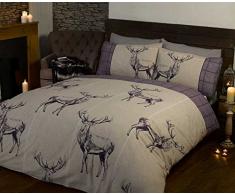 Highland Hirsch lila Bettbezug Quilt Betten Set, Größe – Schlafzimmer Bettwäsche