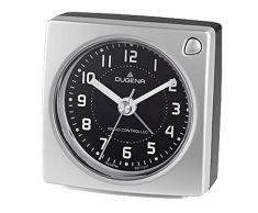 Dugena Funkwecker ohne Ticken, Leuchtzeigern und Snooze Schwarz/Silber 4460940