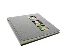 Goldbuch Fotoalbum mit 3 Fensterausschnitten, Style, 30 x 31 cm, 60 weiße Seiten mit Pergamin-Trennblättern, Leinen, Grau, 27630