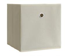 VCM 2er Set Faltbox Klappbox Sammelbox Stoffbox Regalbox Regalkorb Korb ohne Deckel weiß / natur 28 x 27 x 27 cm Boxas