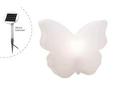 8 seasons design| LED Solar Deko Schmetterling Leuchte Shining Butterfly (40cm, warmweiß, Solarmodul, Dämmerungssensor, IP44, Solarleuchte Garten) weiß