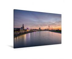 Premium Textil-Leinwand 120 x 80 cm Quer-Format Düsseldorf Skyline | Wandbild, HD-Bild auf Keilrahmen, Fertigbild auf hochwertigem Vlies, Leinwanddruck von Michael Valjak