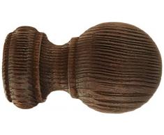 Gardinia Kugel, 2 x Endstück, Holz, kolonial-gebürstet, für Gardinentechnik Ø 25 mm