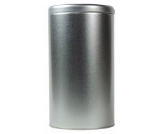 mikken - 1 x Kaffeedose / Teedose rund & luftdicht für 430g mit Stülpdeckel, Vorratsdose aus Weißblech (Silber) als Metall-, Gewürzdose & Tabakdose verwendbar (10 x 10 x 18 cm)