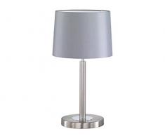WOFI Tischleuchte, 1-flammig Serie: Toulouse Farbe Höhe: 45 cm inklusiv Tastdimmer Stoffschirm, Metall, Integriert, 13.4 W, Nickel-matt/Grau, 25 x 25 x 49 cm